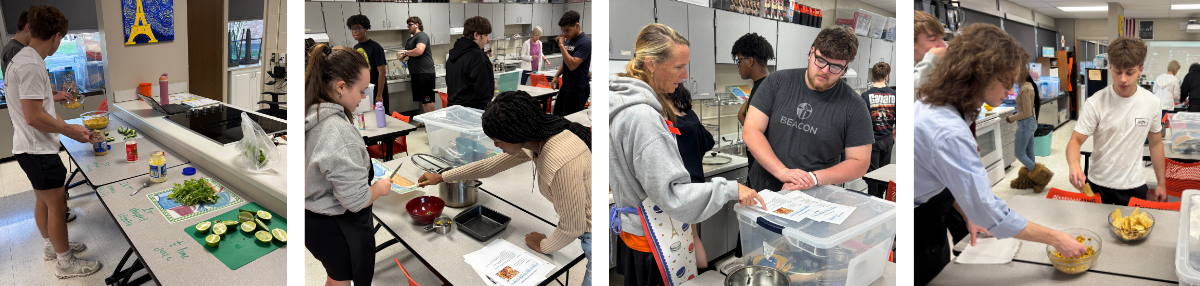 collage of photos from Ms. Kincaid's class cooking Mexican street corn